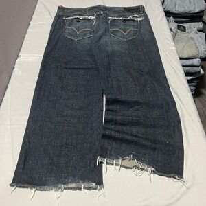 Levis SilverTab Ltd Jeans Mens 34x29 Blue Dark Wash Relaxed Wide Leg Distressed